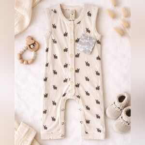 Kate Quinn Organic Cotton Bunny Print Sleeveless Romper NWT | Baby One Piece